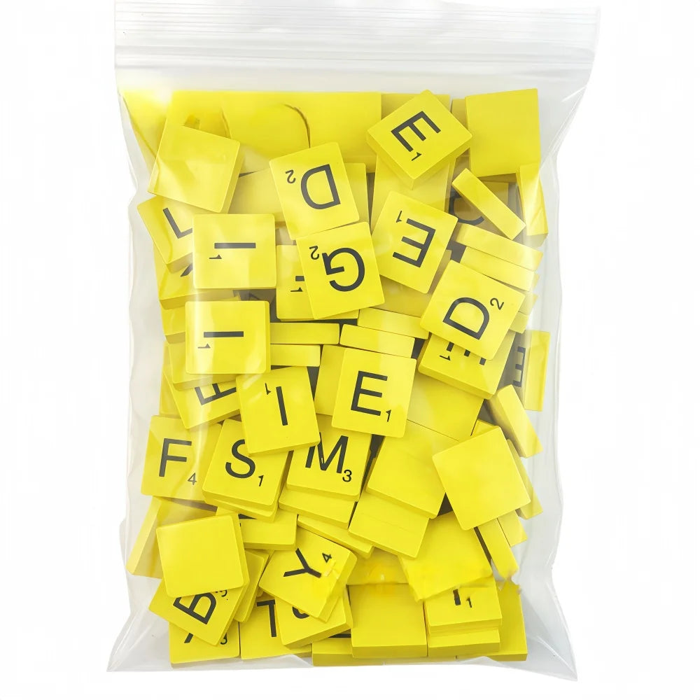 Wooden Letter Tiles Set – 100 Scrabble-Style Alphabet Tiles