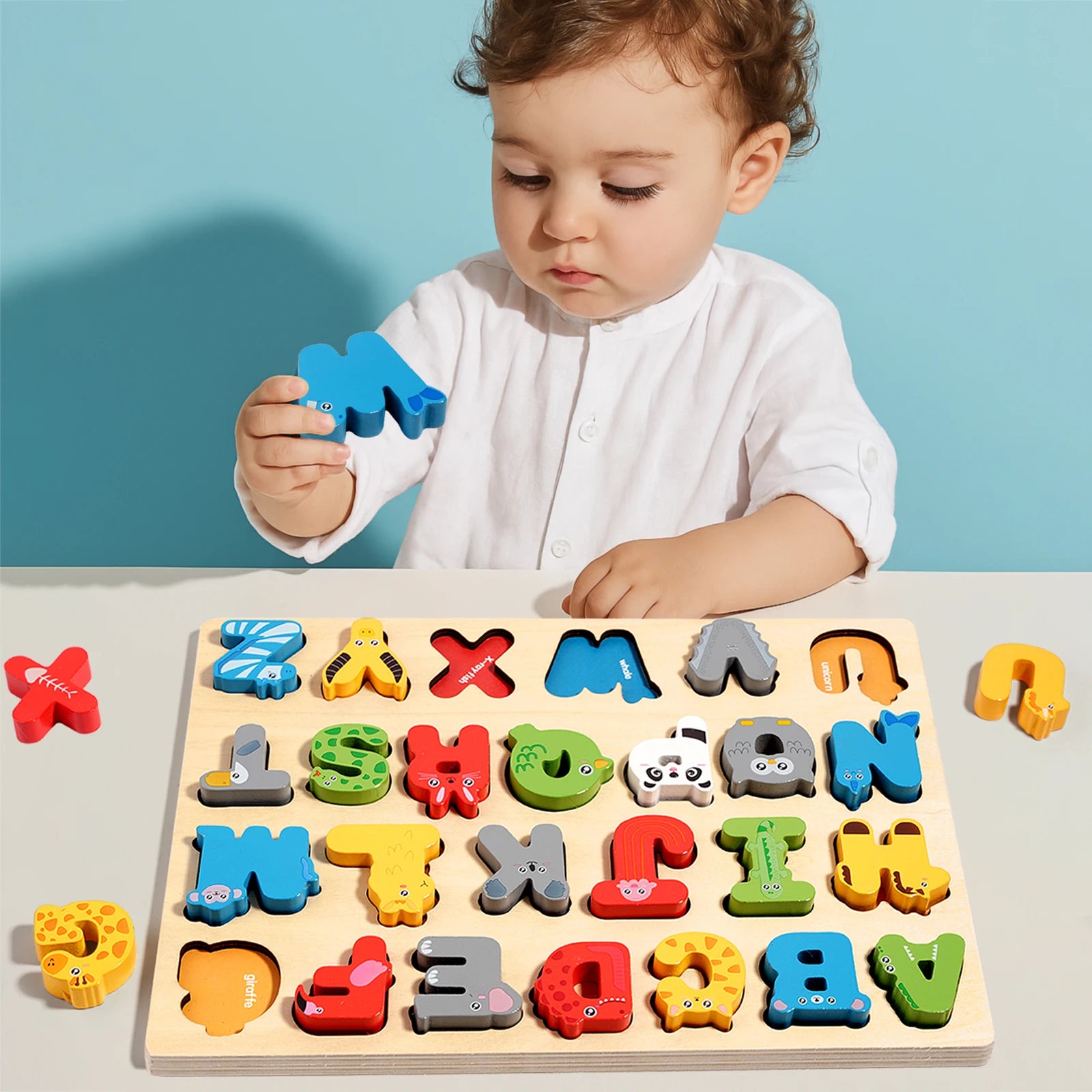 3D Animal Alphabet and Number Puzzle Board for Toddlers