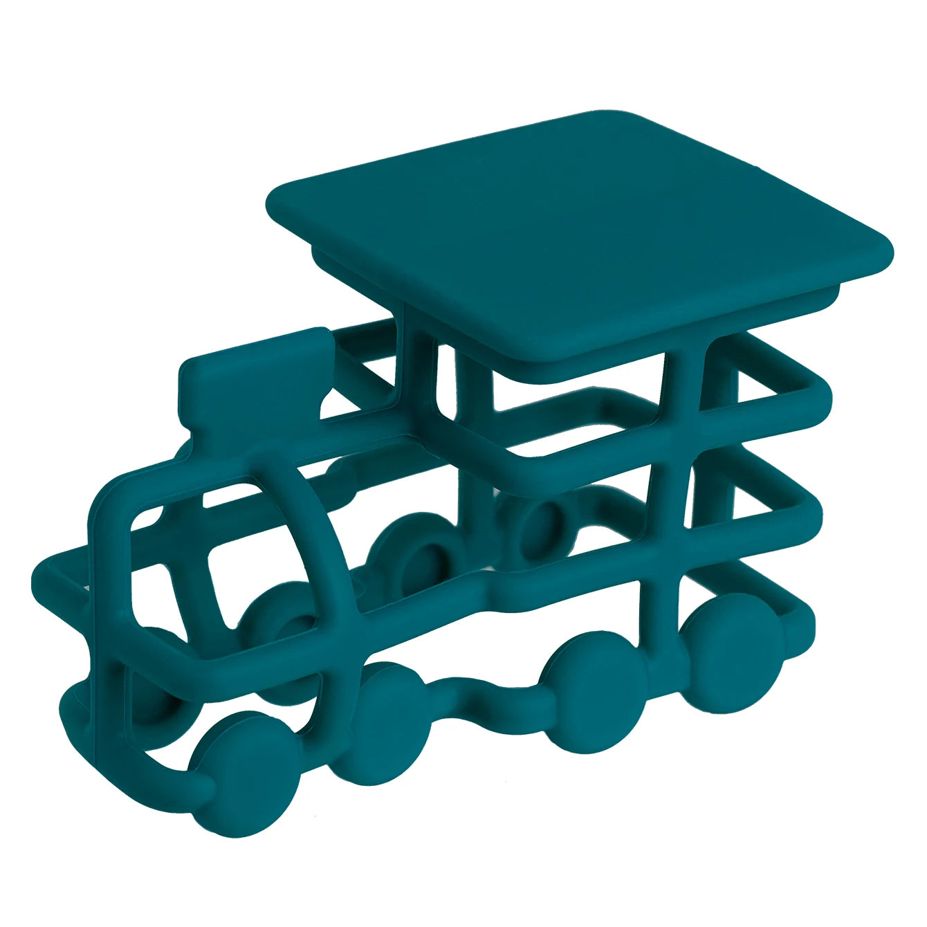 Teal silicone train teether
