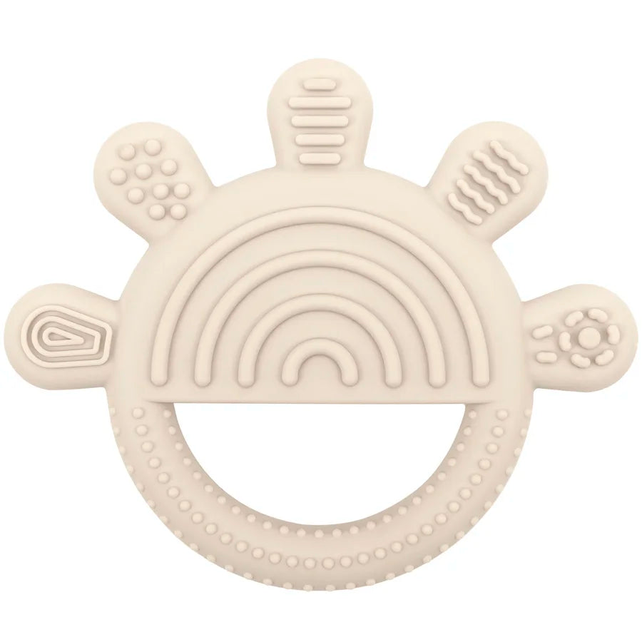 Cream rainbow sun silicone teether
