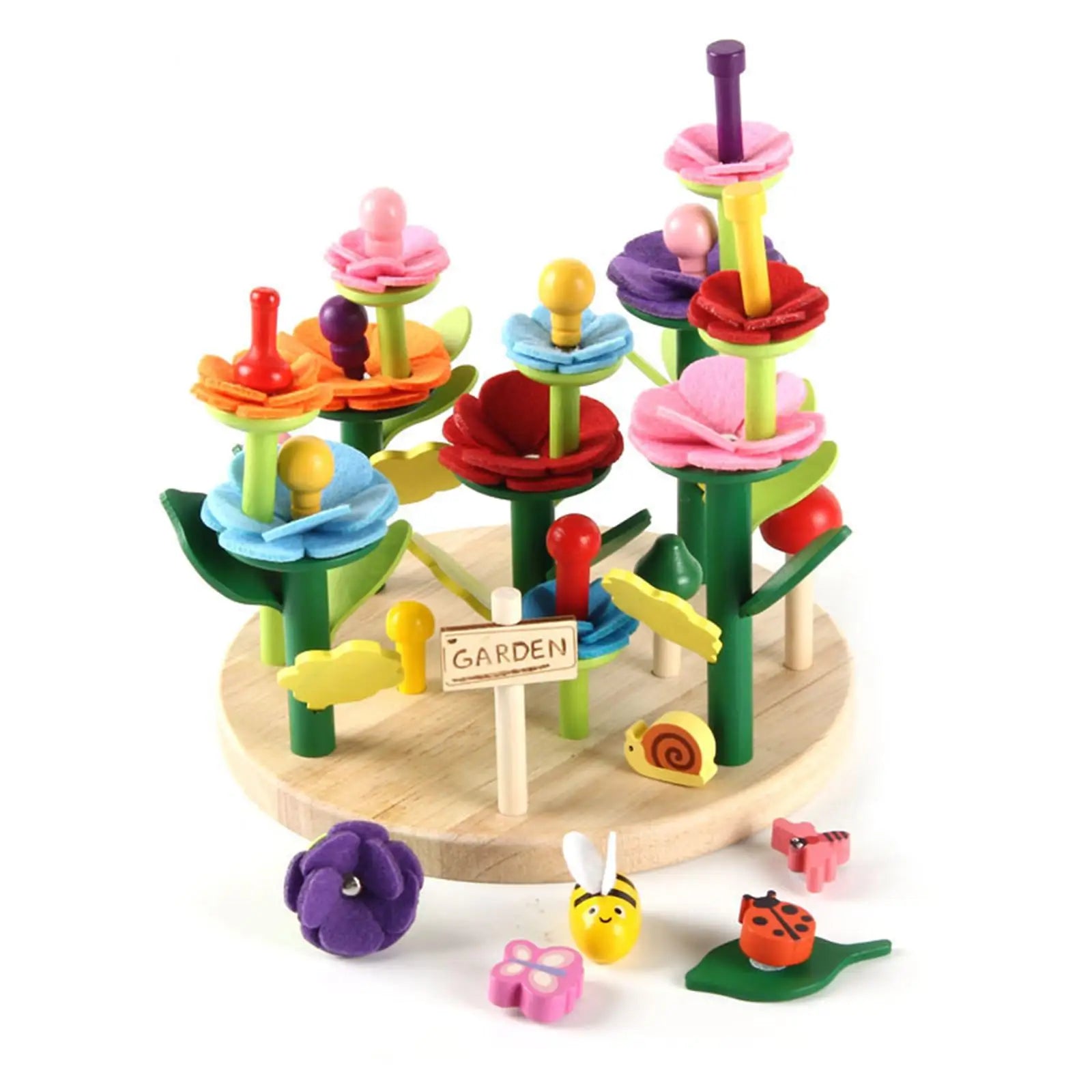 Wooden Flower Garden Building Toy for Kids | Montessori Stacking Toy Ages 4-6