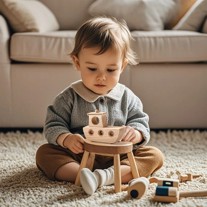 Montessori Wooden Kaleidoscope Boat Toy | Oliver and Company