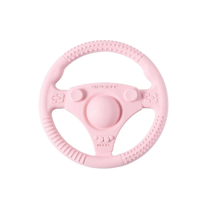 Cartoon Steering Wheel Baby Teething Toy | Oliver Montessori