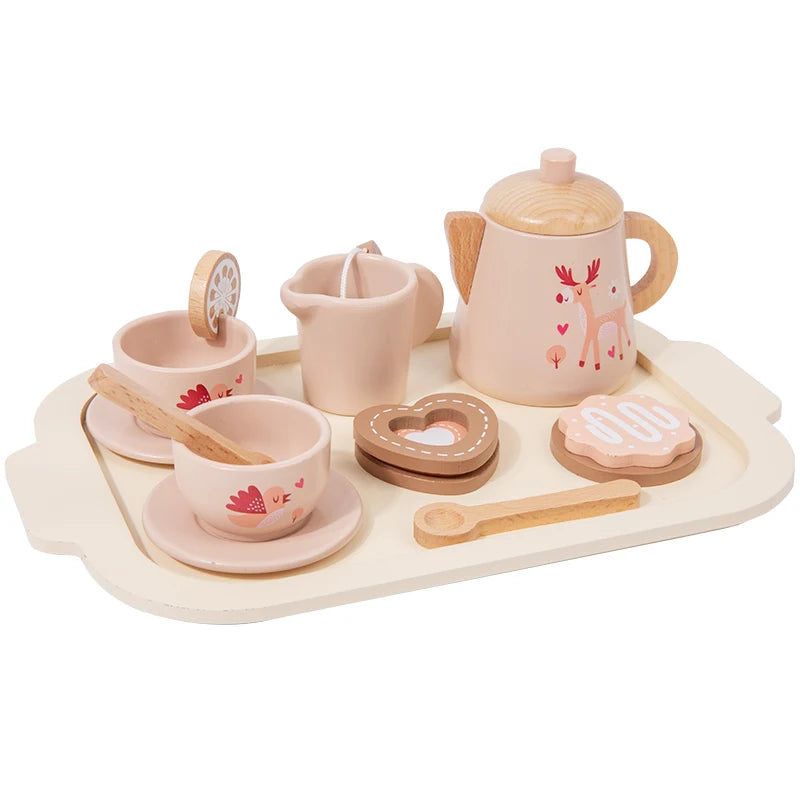 Wooden Afternoon Tea Play Set – Pretend Play Tea Party Toy for Kids