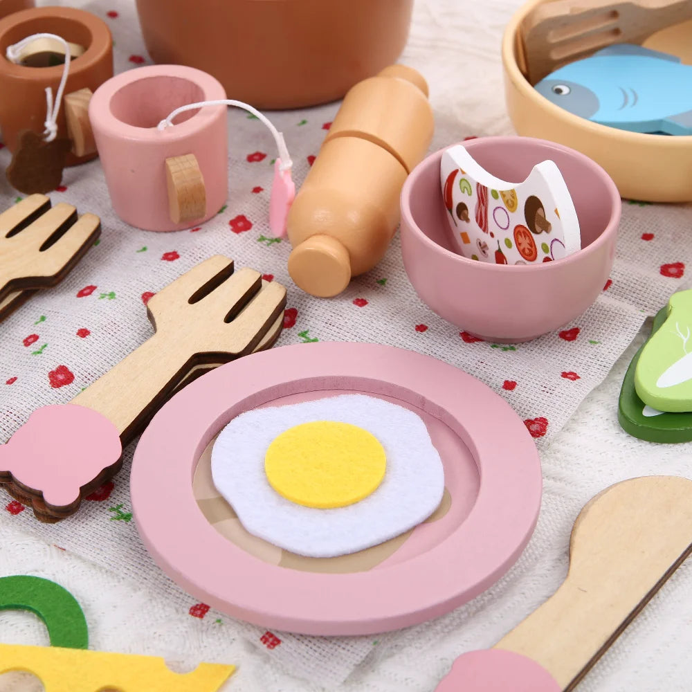 Little Bear Wooden Cooking & Breakfast Play Set
