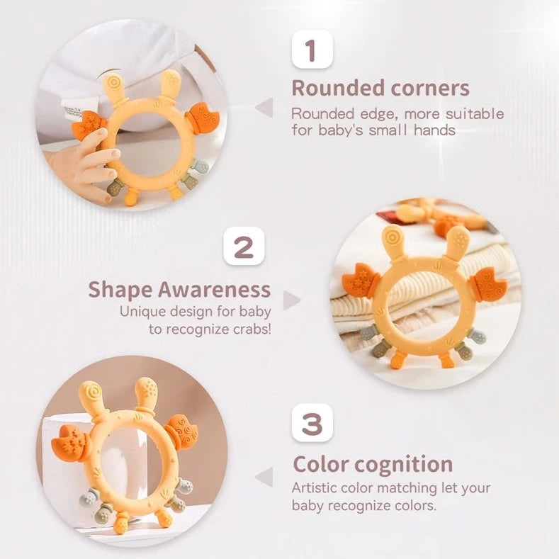 Cartoon Crab Baby Teething Toy | BPA-Free Sensory Teether