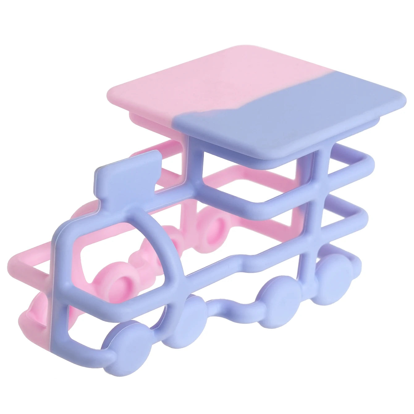 Pink silicone train teether