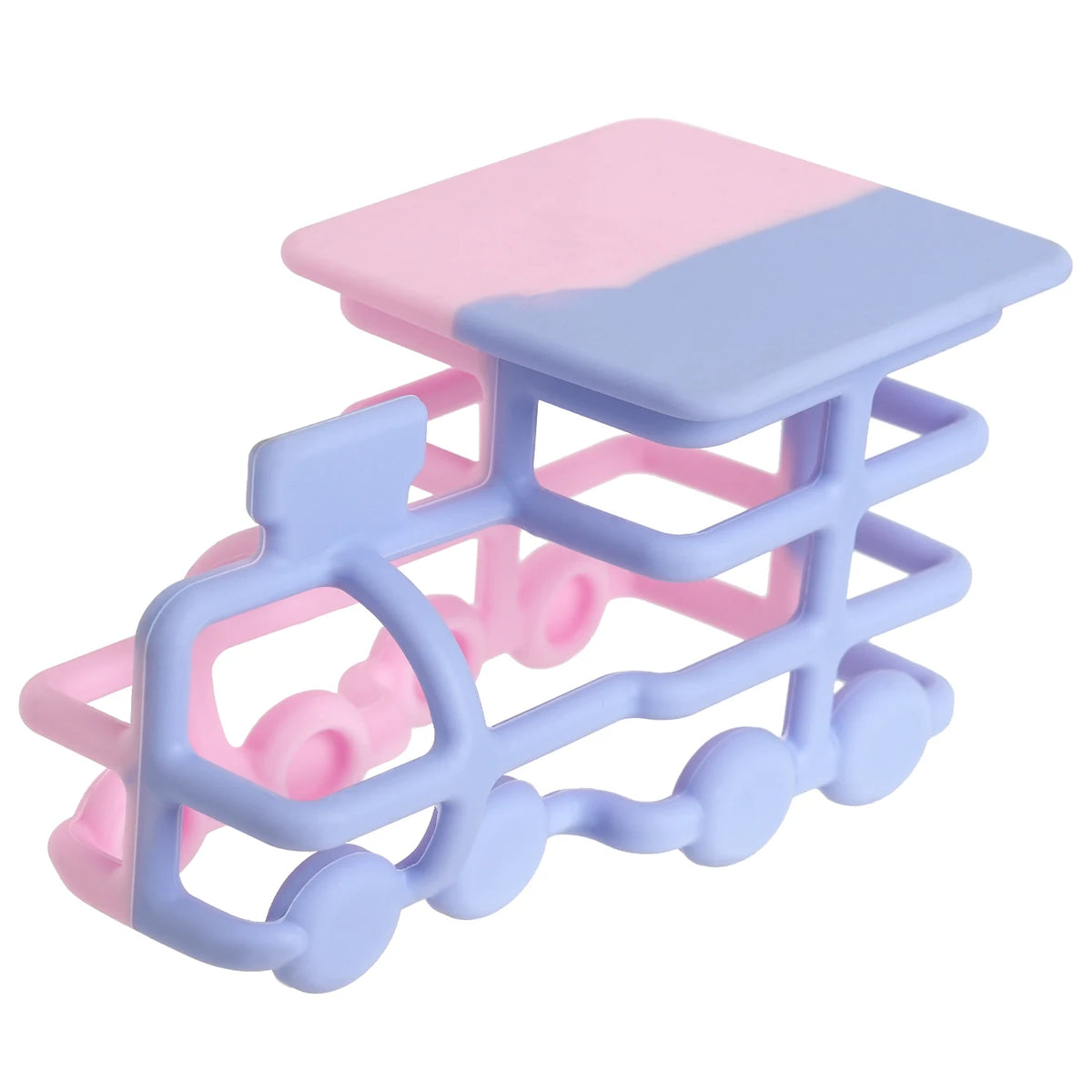 Pink silicone train teether