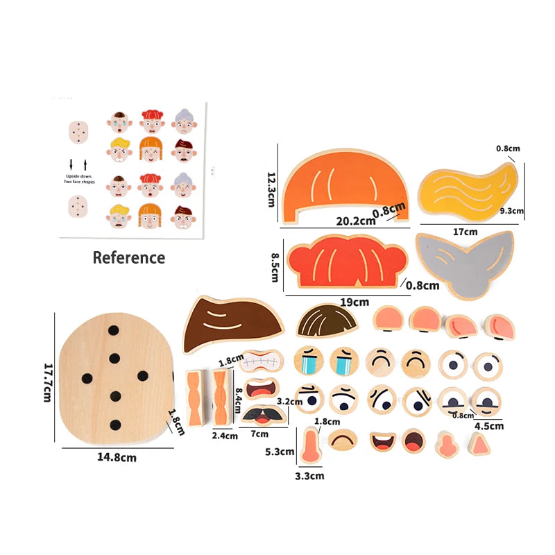 Character Change Face Building Blocks | Oliver Montessori Toys