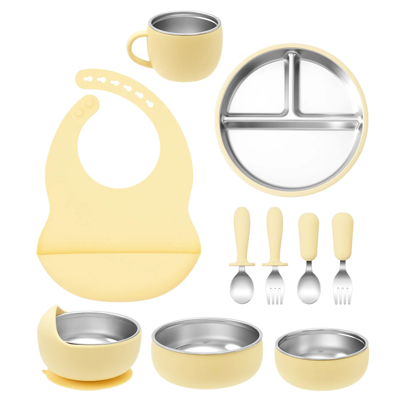 10-Piece Stainless Steel Silicone Baby Feeding Set | Oliver & Company Montessori Toys