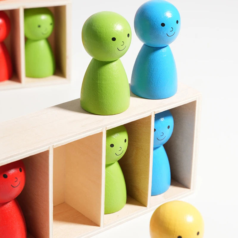 Wooden Color Matching Peg Doll Game