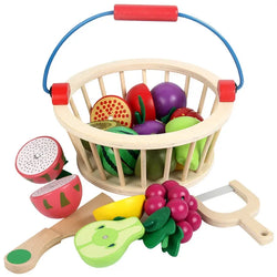 Kids Wooden Magnetic Cutting Fruit & Vegetable Playset By Oliver & Company