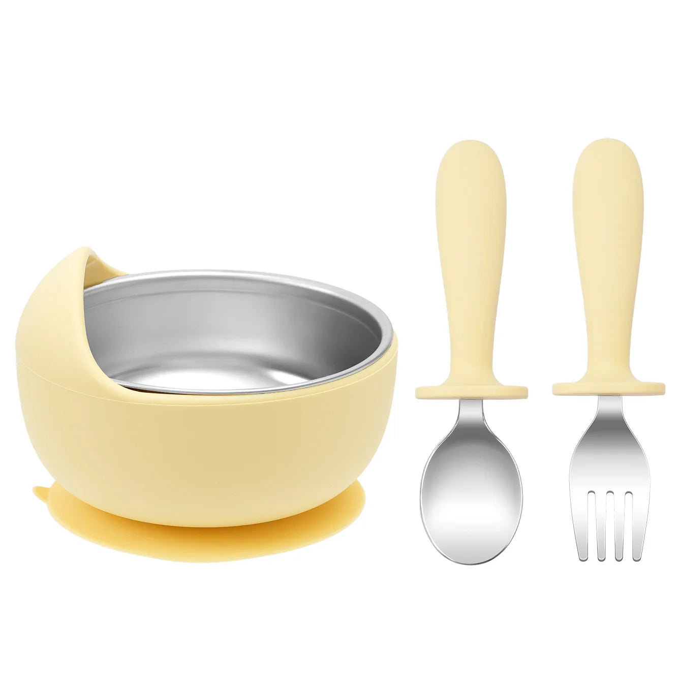 3-Piece Stainless Steel Silicone Suction Bowl & Utensil Set