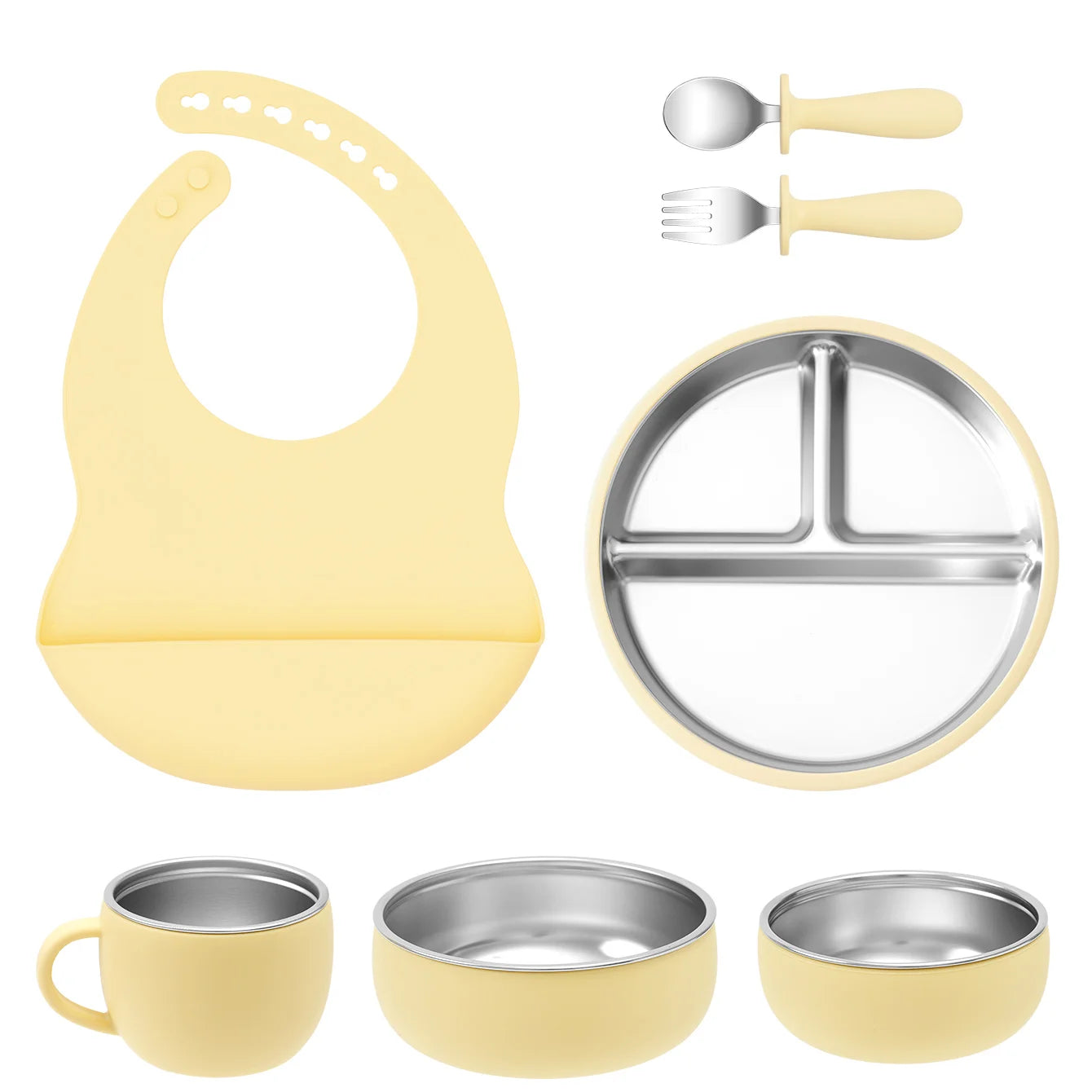 7-Piece Baby Feeding Set | Stainless Steel & Silicone BPA-Free | Oliver & Company