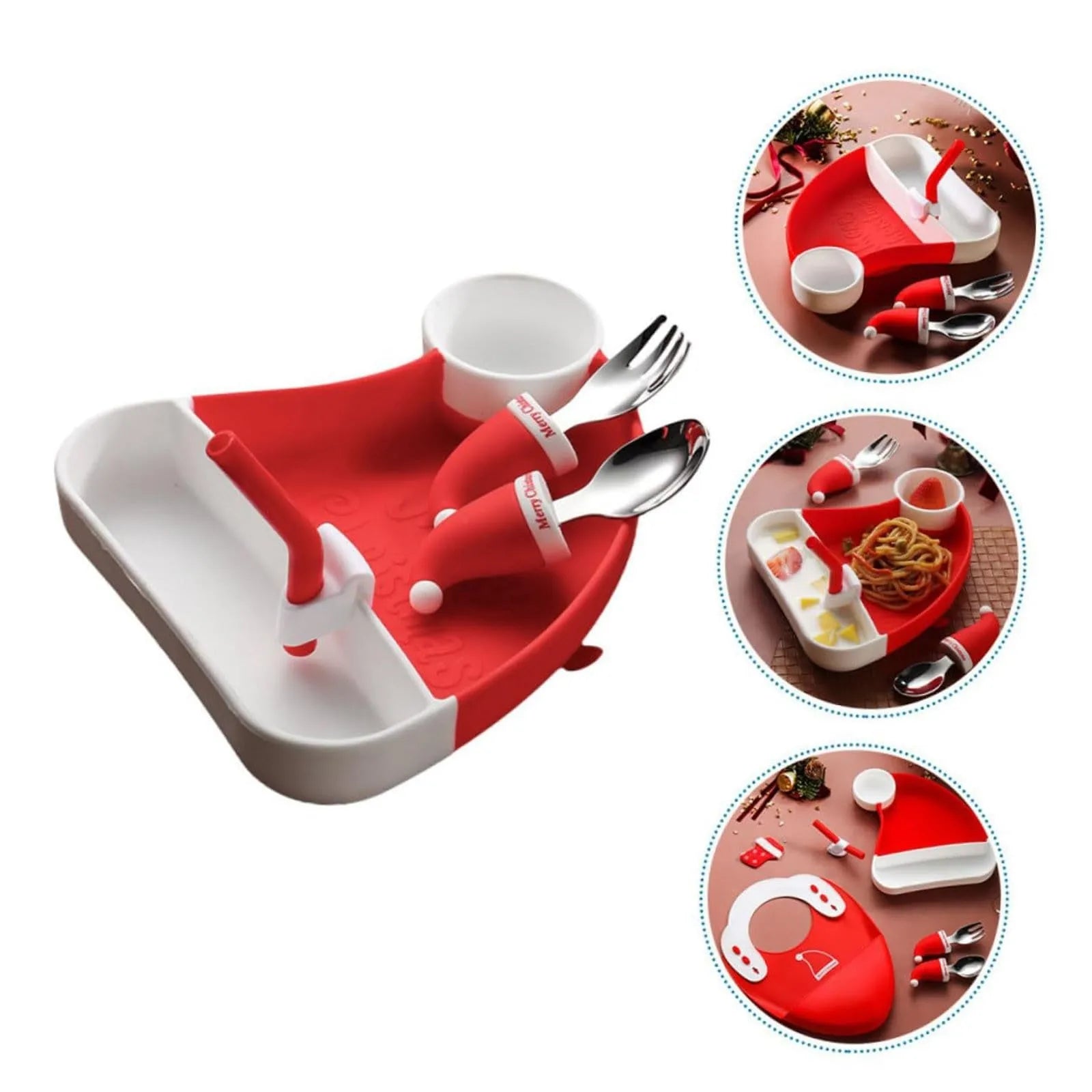 Christmas Santa Hat Divided Plate Set | Oliver Montessori Toys