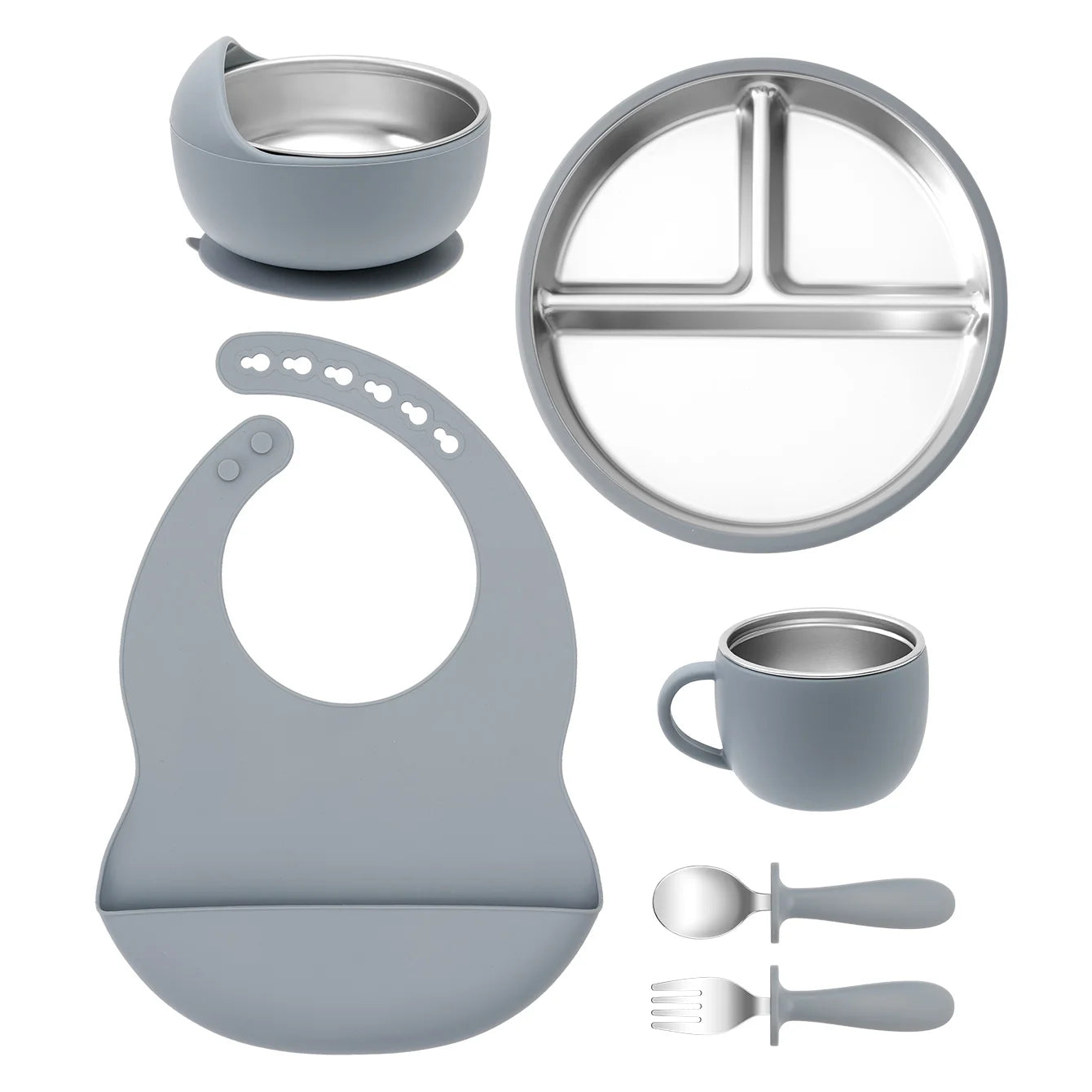 Silicone and Stainless Steel Tableware Set