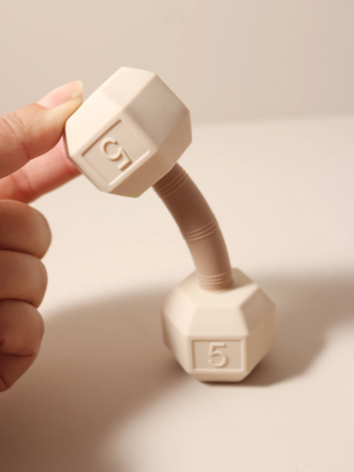 Silicone Barbell Baby Teether Rattle | Oliver Montessori Toys