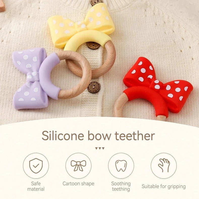 Cartoon Bow Baby Teething Toy | BPA-Free | Oliver Montessori