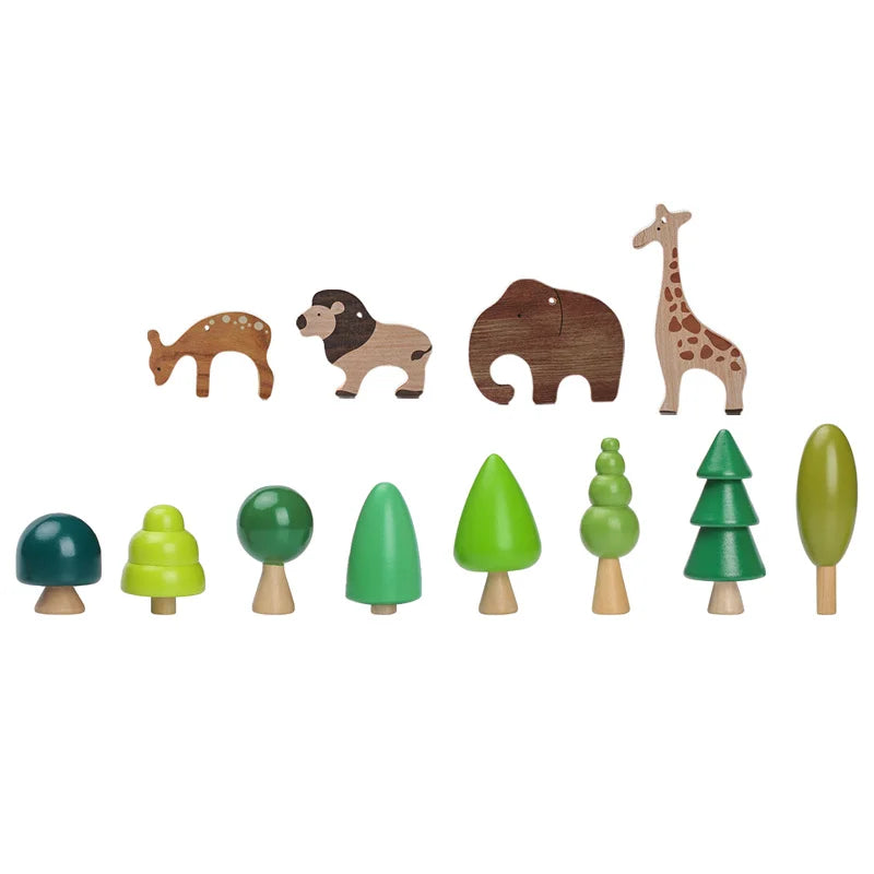 Wooden Forest Trees and Tiny Houses