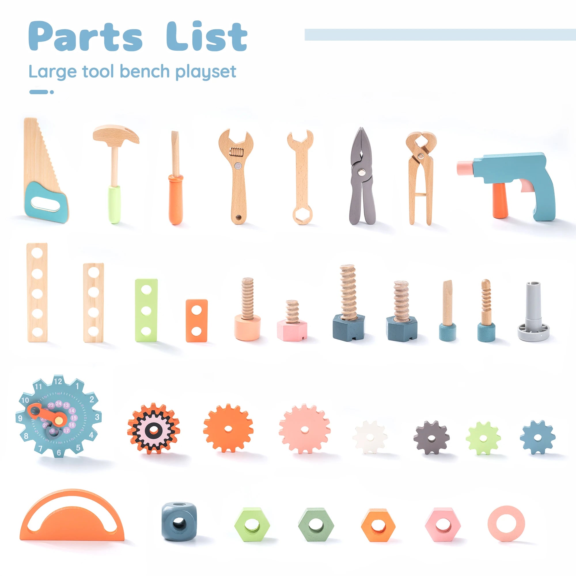 Wooden Tool Bench Set - 41 Pieces
