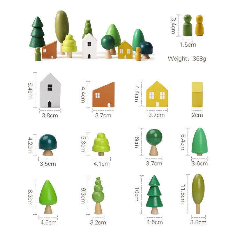 Wooden Forest Trees and Tiny Houses
