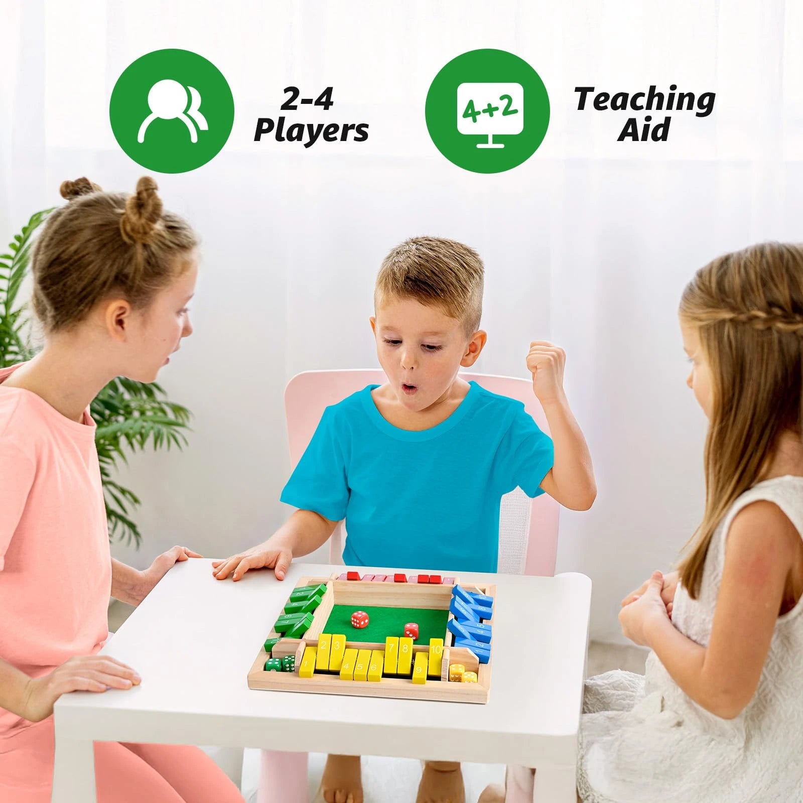 Shut the Box Wooden Dice Game for 4 Players