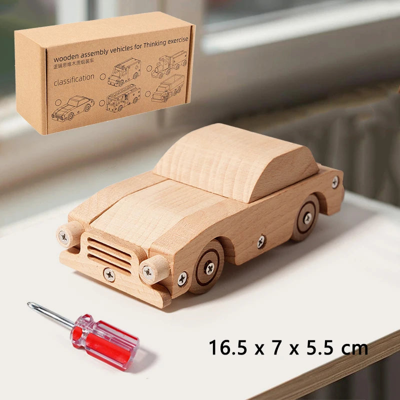 Wooden DIY Assembly Vehicle Kids Build Your Own Toy Car Truck