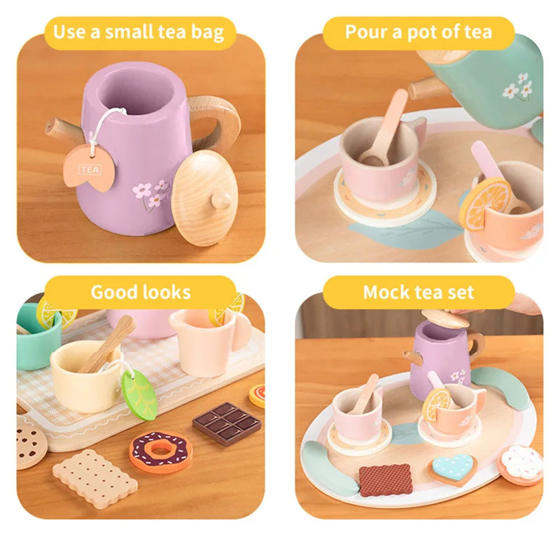 Wooden Tea & Snack Play Set | Oliver Montessori Toys