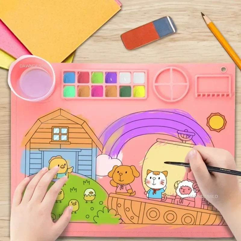 Washable Siliconei Painting Mat for Kids | Oliver Montessori