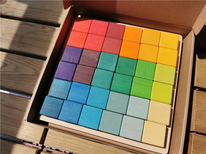 Rainbow Wooden Stacking Blocks  Oliver & Company Montessori Toys rainbow set  
