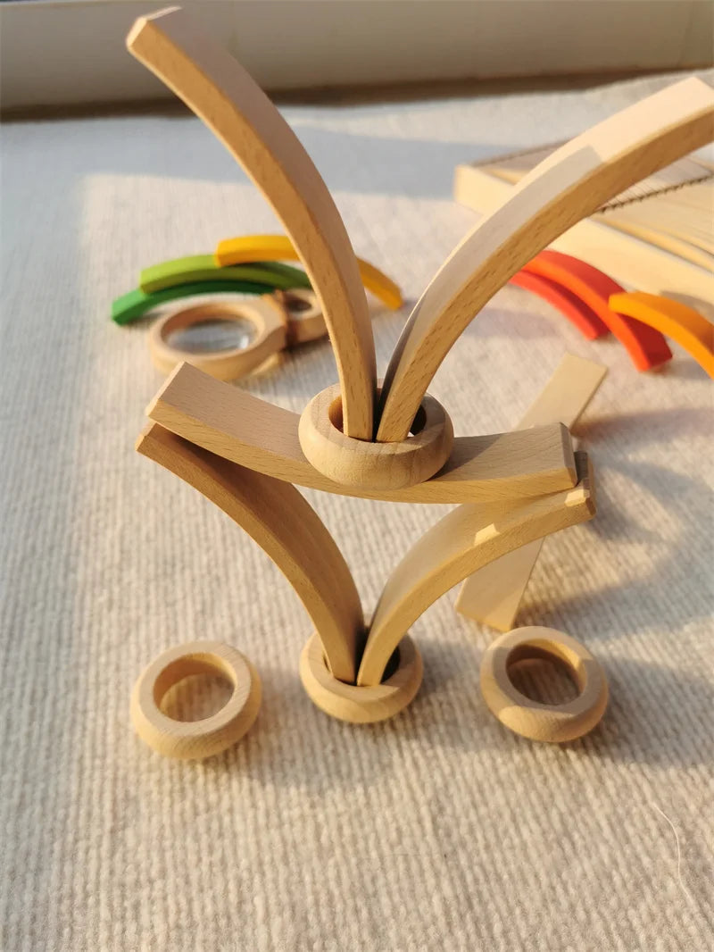 Wooden Rainbow Arch Stacking Blocks for Kids