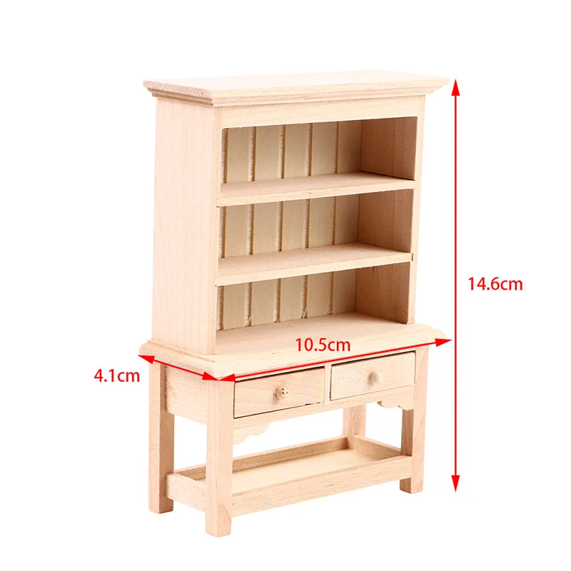Wooden shelf with dimensions marked on a white background