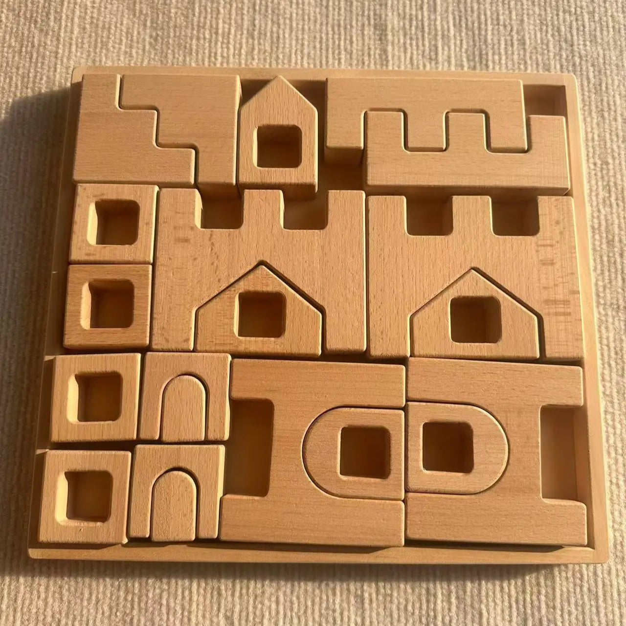 Wooden Building Blocks & Stacking Castle Toys with Transparent Cubes | Oliver Montessori Toys