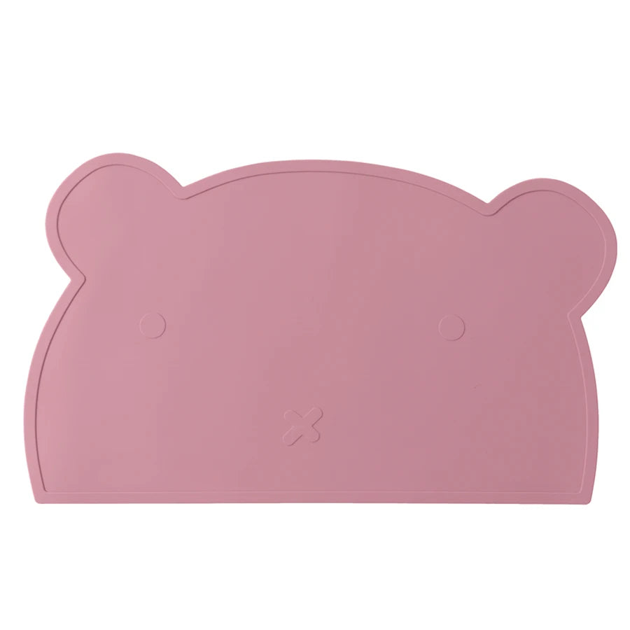 Powder rose bear silicone placemat