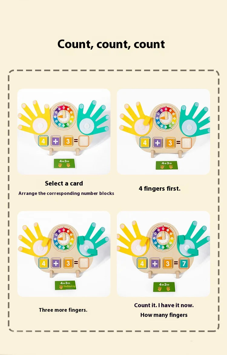 Wooden Clock & Math Learning Board - 2-in-1 Educational Toy