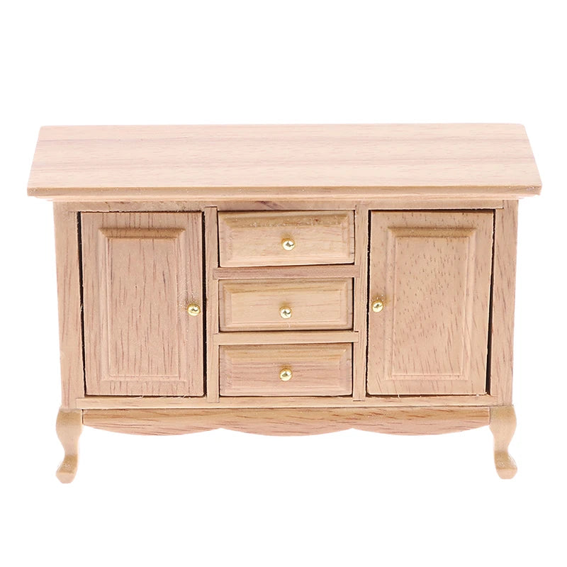 Wooden sideboard with drawers and doors on a white background. Oliver & Company Montessori Toys