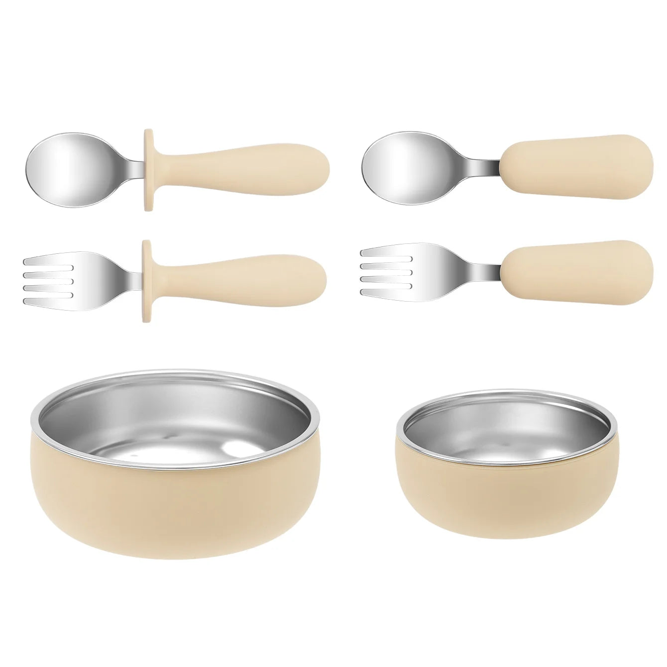 4-Piece Stainless Steel Silicone Suction Bowl and Utensil Set | Oliver & Company Montessori Toys