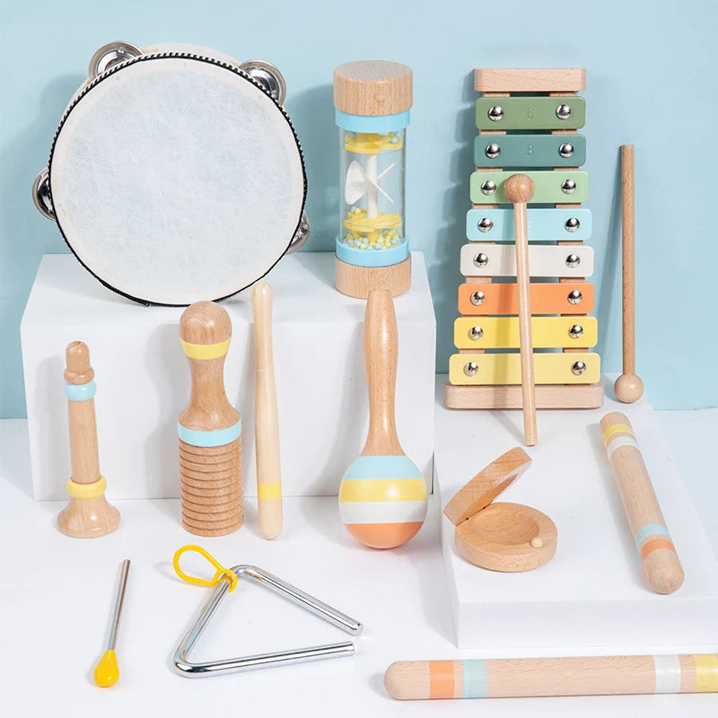 Wooden Percussion Instrument Set for Toddlers and Kids