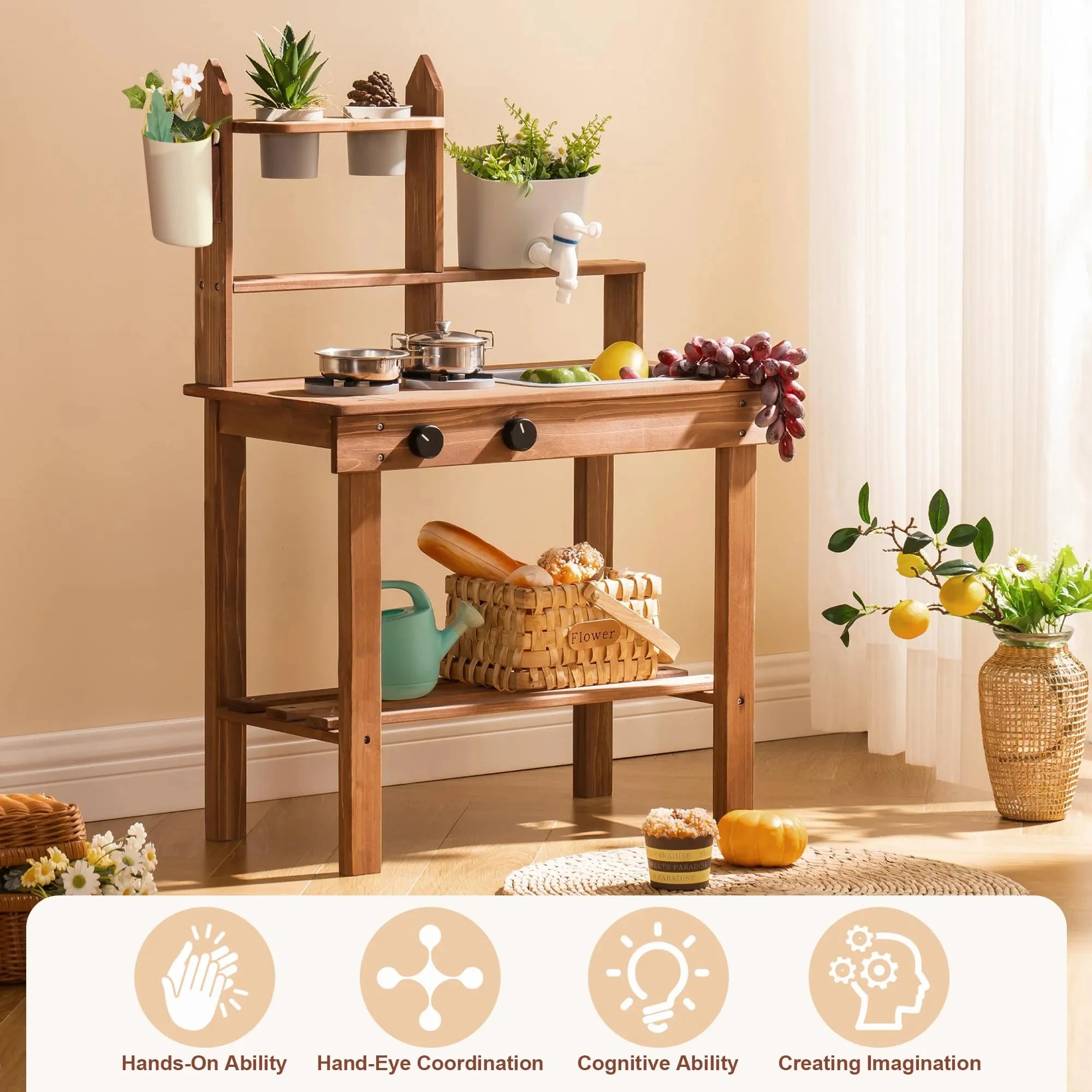 Wooden Outdoor Mud Kitchen | Oliver & Company Montessori Toys