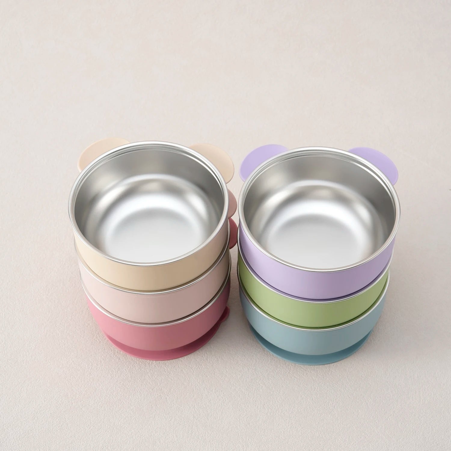 Bear Shaped Stainless Steel Silicone Suction Bowl | Oliver & Company Montessori Toys