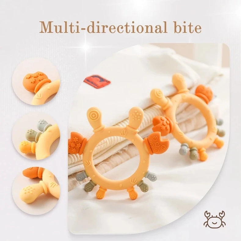 Cartoon Crab Baby Teething Toy | BPA-Free Sensory Teether