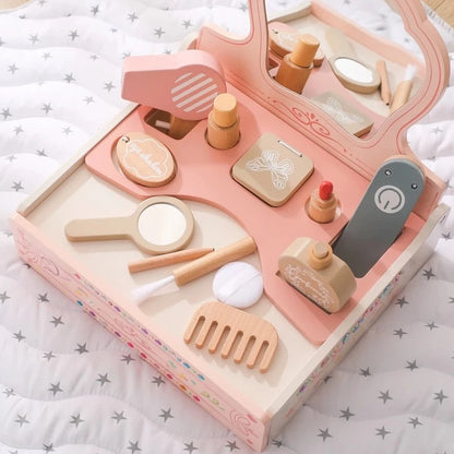 Wooden Makeup Set & Vanity Table Toys | Oliver Montessori