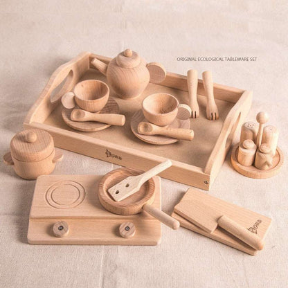 Montessori Children's Natural Wood Simulation Kitchen Sets