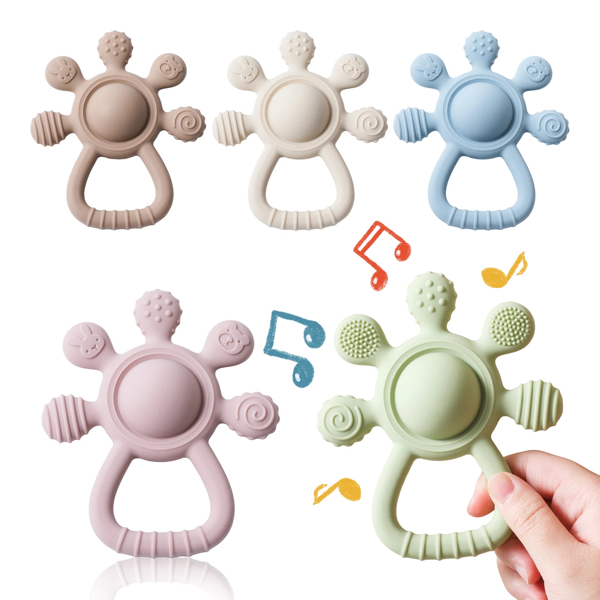Silicone Teether Rattle & Hand Bell