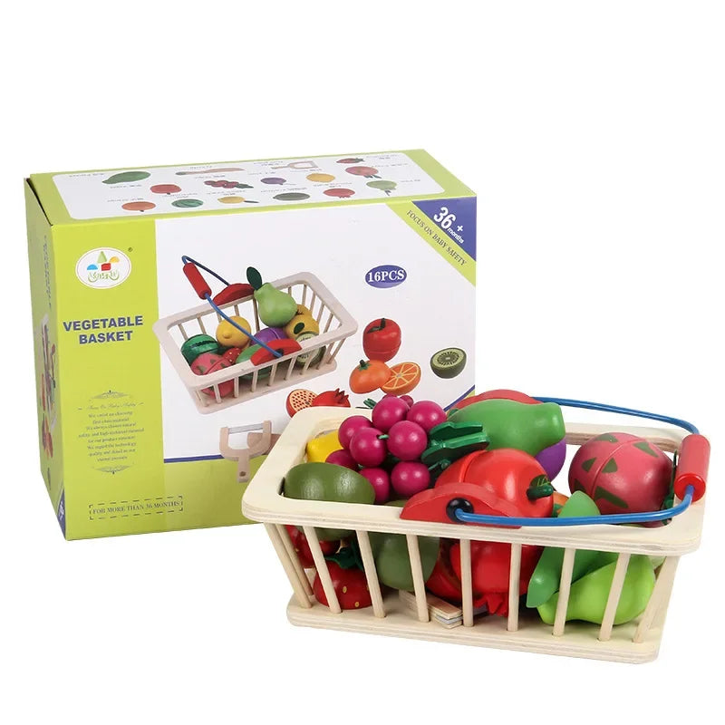 Kids Wooden Magnetic Cutting Fruit & Vegetable Playset by Oliver & Company