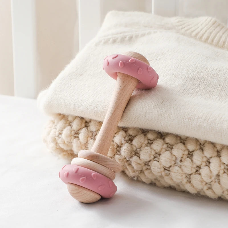 Safe Silicone and Wood Baby Rattle | Oliver & Company Montessori Toys