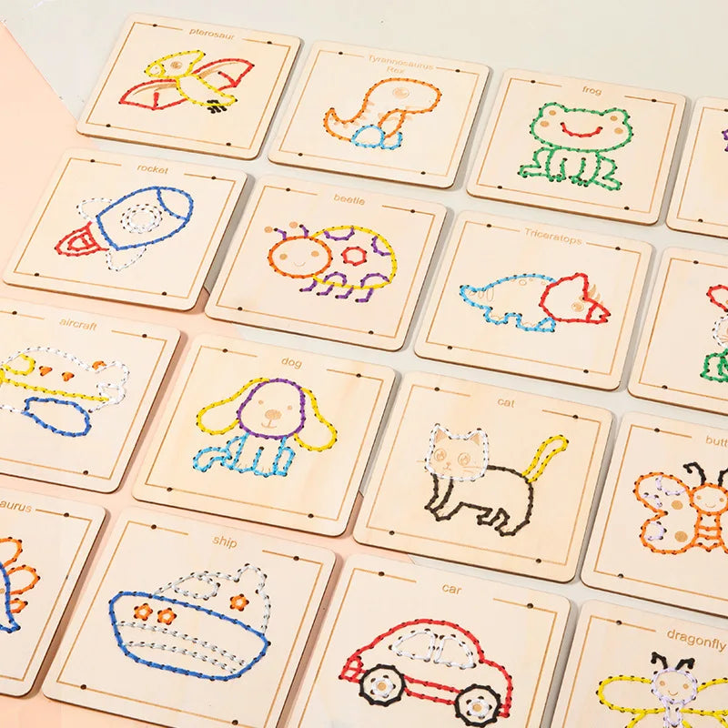Wooden Lacing Boards for Kids – Montessori Threading – Oliver & Company