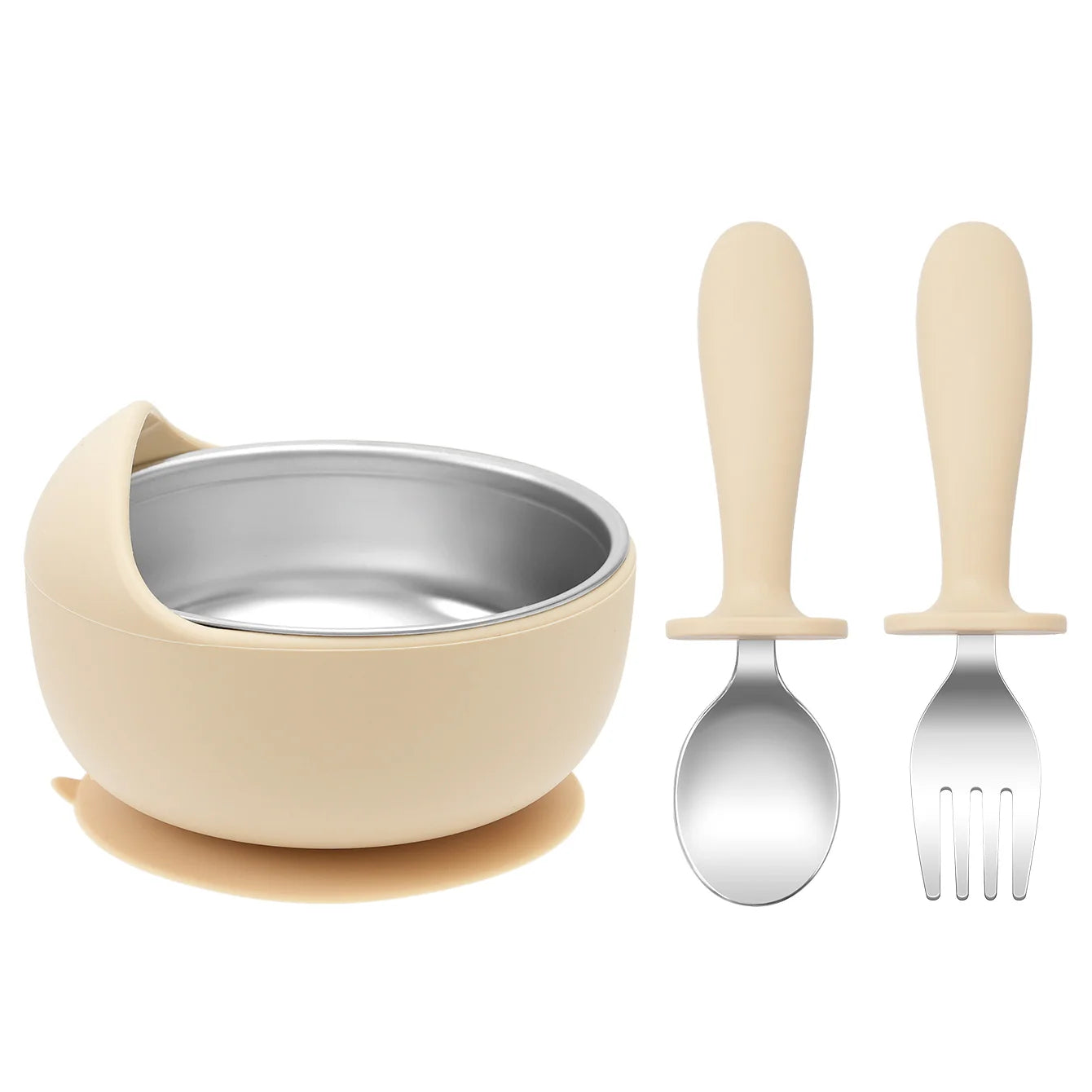 3-Piece Stainless Steel Silicone Suction Bowl & Utensil Set