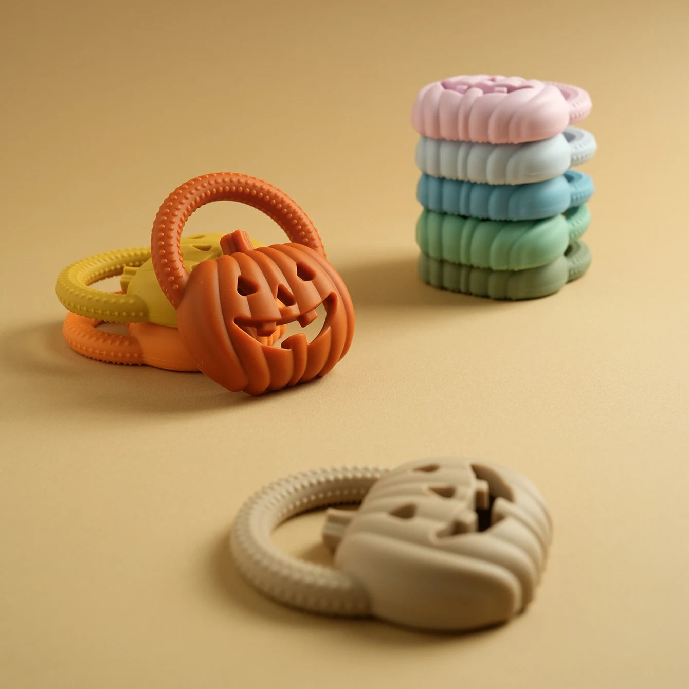 Pumpkin Silicone Teether | Oliver and Company Montessori Toys
