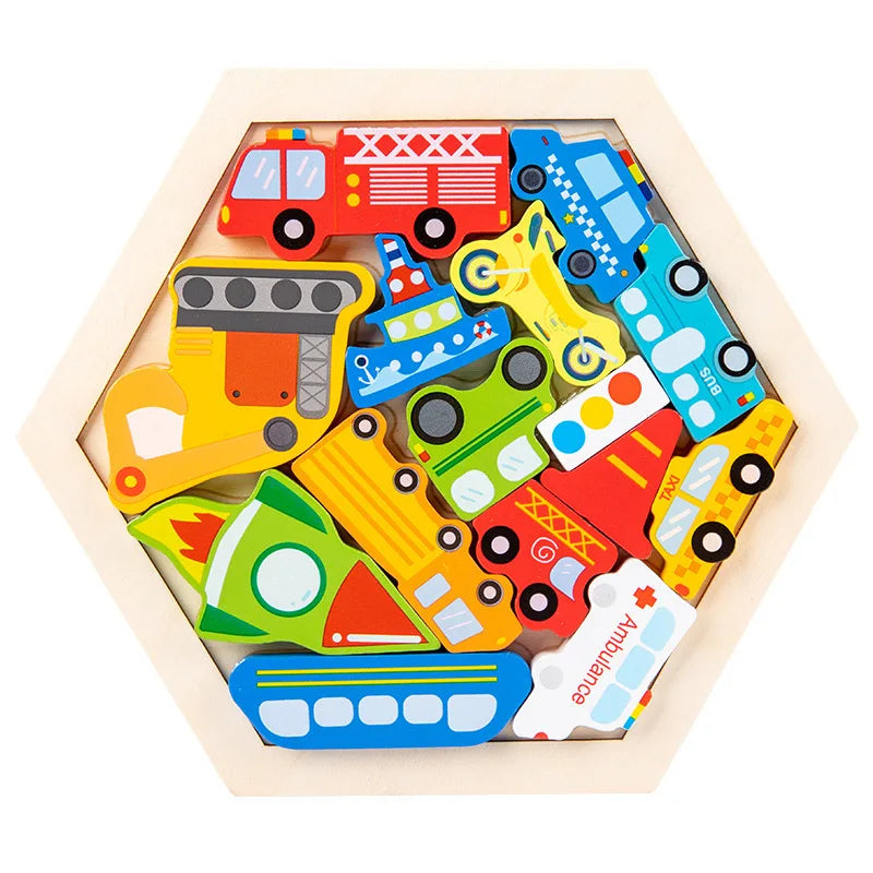 Cartoon Wooden Puzzle Block Toy | Oliver Montessori Toys